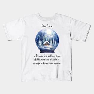 Funny Jane Austen Christmas design with snow globe Kids T-Shirt